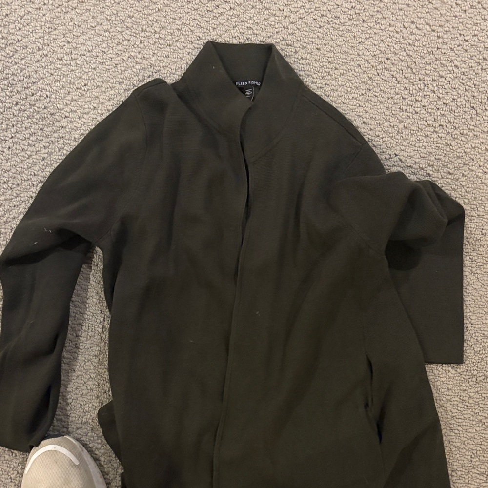 Eileen Fisher Black Open Front Cardigan
